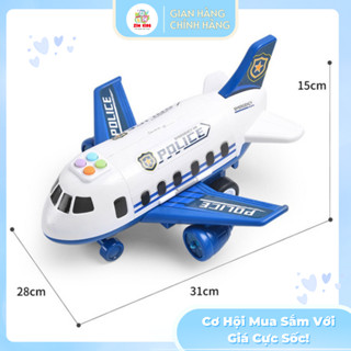Máy bay đồ chơi mô hình có bánh xe cỡ lớn cho bé tặng kèm 4 ô tô và biển báo cho bé vui chơi