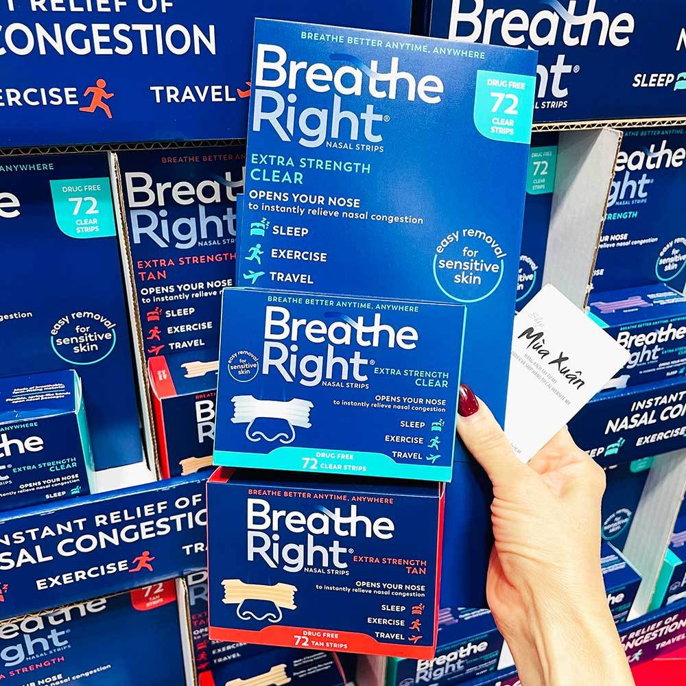 Miếng dán mũi Breathe Right Extra Strength, 72 miếng