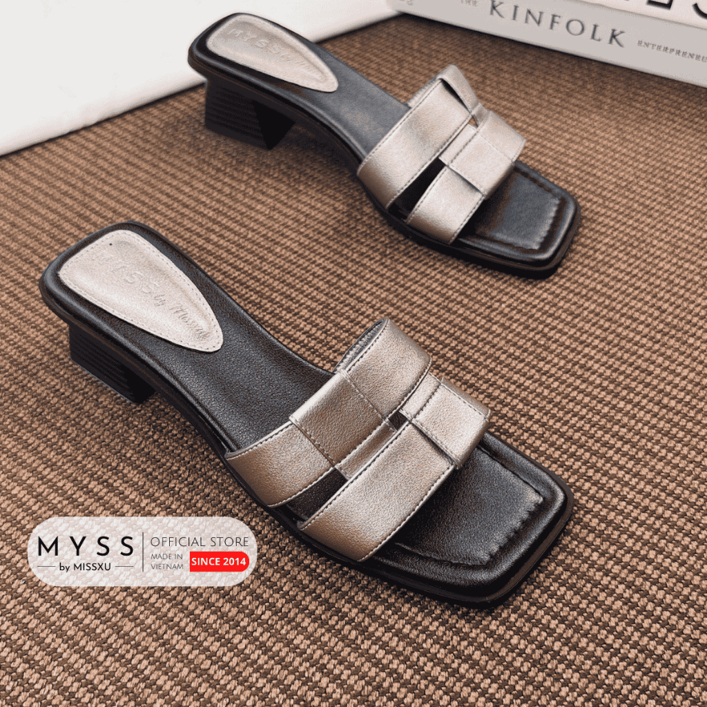 Giày guốc nữ MYSS quai ngang đan dây 5cm thời trang - SU224