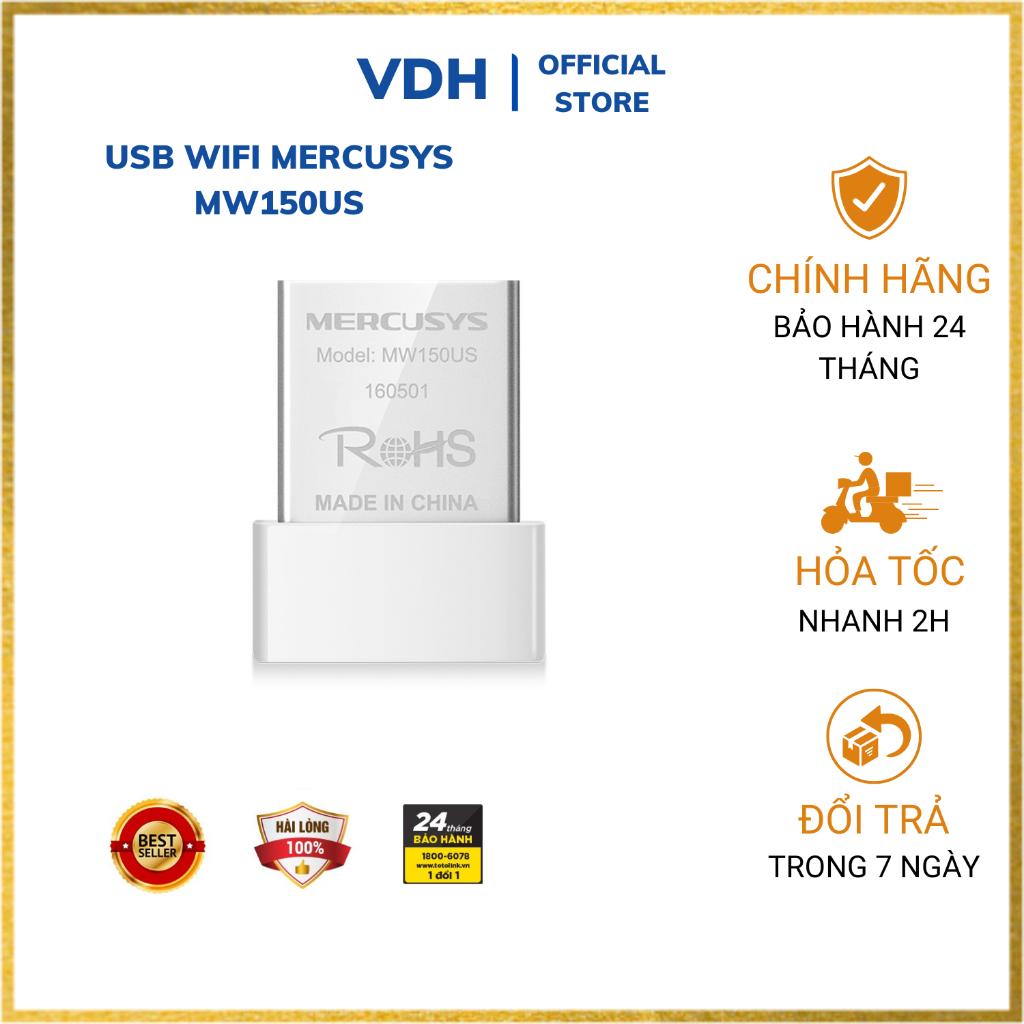 Usb wifi mercusys MW150US tốc độ 150Mbps thu wifi cho pc laptop chính hãng