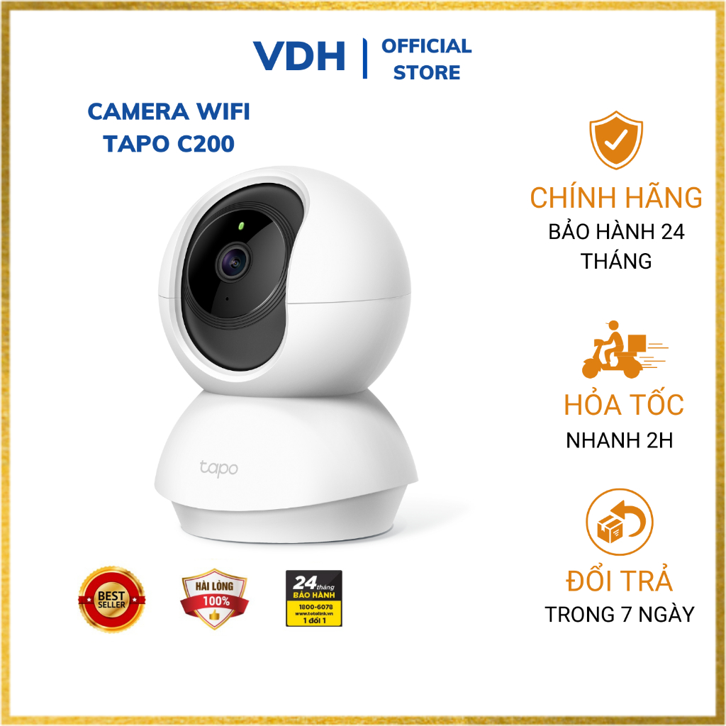 Camera wifi không dây Tapo C200 TP-Link full HD 1080P xoay 360 độ, camera wifi ip giám sát , an ninh