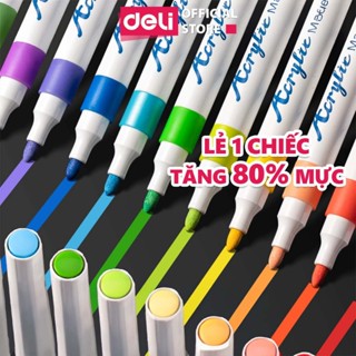 [HỌA CỤ DELI] Lẻ Bút Acrylic Marker - Tăng 80% Lượng Mực Tô Màu Vẽ Tranh Trên Mọi Chất Liệu DIY Gỗ Sứ Thủy Tinh Giày Vải