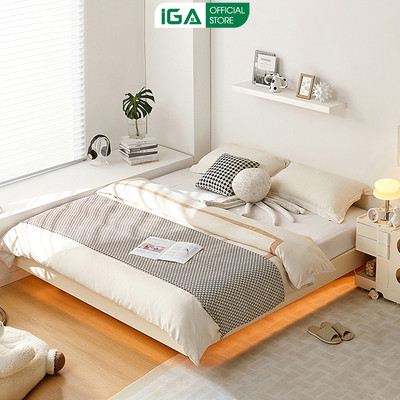 Giường bay thông minh IGA viền led 1.4/1.6/1.8x2m gỗ mdf phủ melamin chống xước GP344