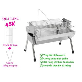 Bếp nướng than hoa TOPV VCS lò inox mini gấp gọn dã ngoại bbq ngoài trời quay thịt