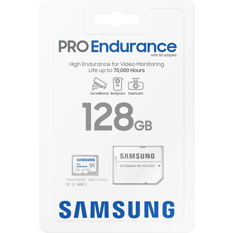 Thẻ nhớ chuyên cho camera Samsung Pro Endurance 64GB / 128GB R100MB/s W40MB/s kèm adapter - chuẩn V30 U3 MicroSDXC