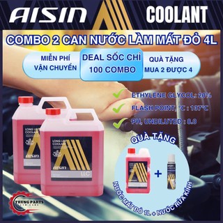 [COMBO] 2 Can nước mát Đỏ 4L chống ăn mòn, bảo vệ động cơ khỏi sự quá nhiệt thương hiệu Aisin Nhật