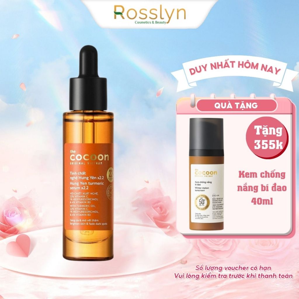 Tinh chất nghệ Hưng Yên C22 (serum) với 22% vitamin C sáng da chuyên sâu & mờ vết thâm Cocoon 30ml