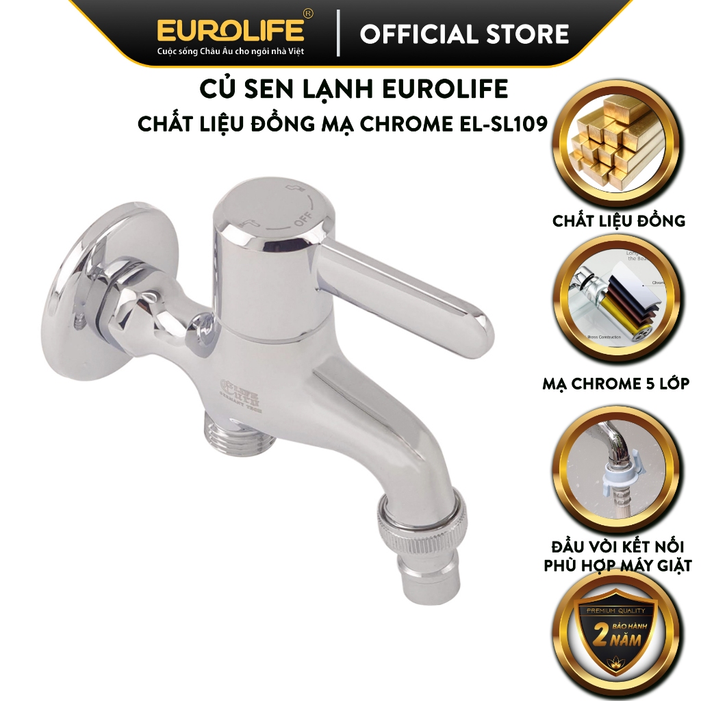 Củ sen lạnh Đồng mạ Chrome Eurolife EL-SL109 (Trắng bạc)