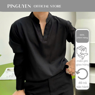 Sơ Mi Nam Cổ V Đen/V trắng, Sơ Mi Nam Thời Trang PINGUYEN 103