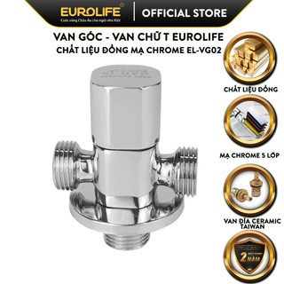 Van chia giảm áp và khóa 2 đường nước Đồng mạ Chrome Eurolife EL-VG02