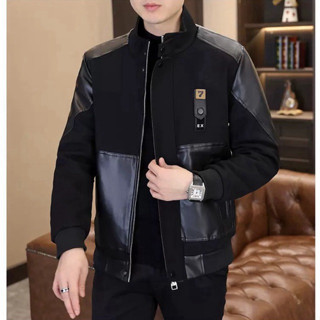 Áo khoác da lộn nhung phối da nam cao cấp mẫu mới nhất 2025