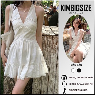 Váy bigsize nữ tôn dáng Yếm Hở Lưng Bo Chun Kèm Mút Bigsize(55-90kg) [KIMBIGSIZE]