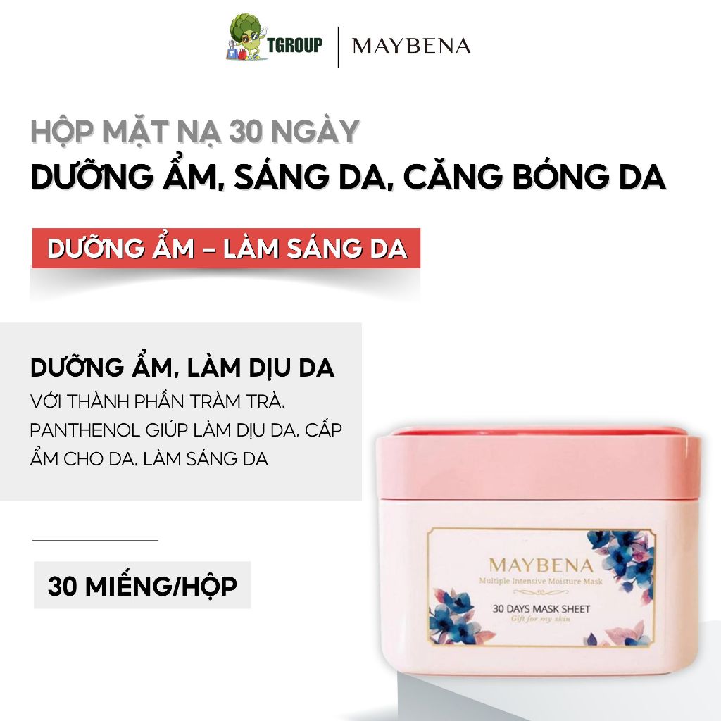 30 Miếng mặt nạ dưỡng ẩm Maybena Multile Intensive Moisture Mask 30 Days dạng hộp