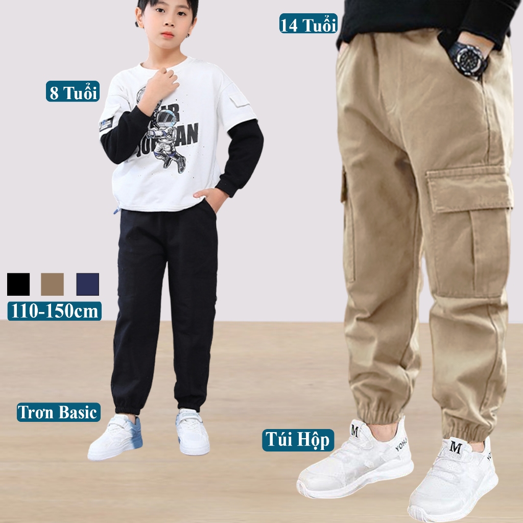  Quần Jogger Kaki Trẻ Em Cho Bé Trai KooKoo Vải Co Giãn Nhẹ Quần Dài Kaki Jogger Túi Hộp Trẻ Em Cho Bé Trai 