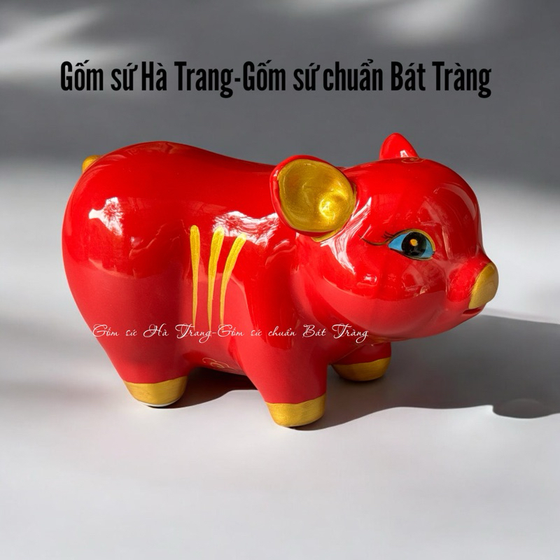 Heo khử chì gốm sứ Bát Tràng Heo may mắn tài lộc heo tiết kiệm trang trí decor phong thuỷ