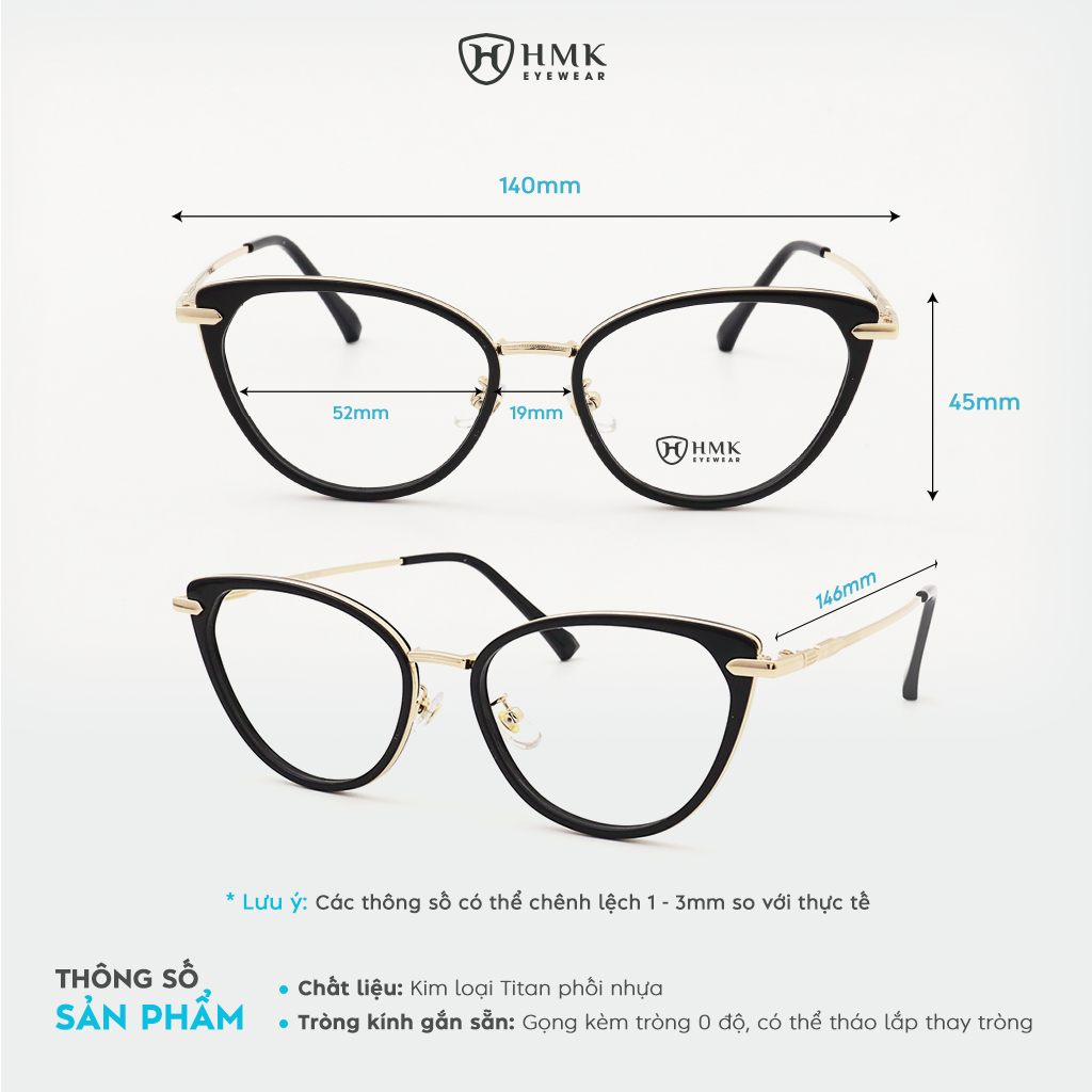 Kính Mắt Mèo Trendy HMK Eyewear Kim Loại Form To Thời Trang - MM11916 x MM11805 x ECMM5058 | BigBuy360 - bigbuy360.vn