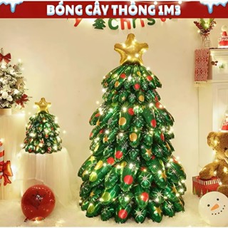  Bóng cây thông noel 3D cây thông Noel bong bóng lá nhôm trang trí giáng sinh tặng kèm bơm tay 1m3 
