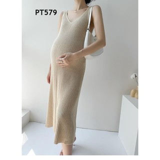  Đầm Bầu Body Len Montoghi Đầm Bầu Ôm Đầm Bầu Sang Chảnh Kem Đen   Đầm Bầu Hàn Quốc  PT579 