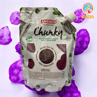(Có chai chiết) Mứt KHOAI LANG TÍM Chunky Andros, có thịt trái cây làm nhân bánh, túi 1kg tiện lợi tiết kiệm