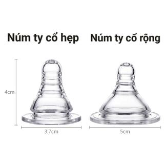 Núm Thay Thế Bình Sữa Cổ Rộng – Chất Liệu Silicon Mềm, Chống Đầy Hơi, An Toàn Cho Bé Sơ Sinh
