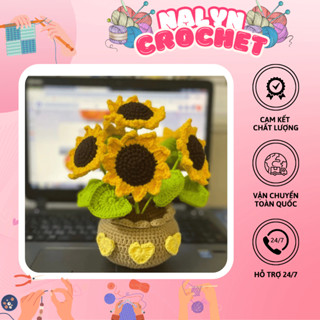 ( Có Sẵn- Ảnh shop chụp) Chậu hoa len hướng dương để bàn siêu xinh - quà tặng handmade