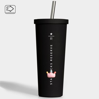 Ly giữ nhiệt 16h StarB inox 304 cao cấp Fan House bình nước giữ nhiệt 830ml có ống hút trân châu