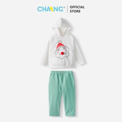 [CHAANG 18M-5Y] Bộ quần áo dài tay giáng sinh Xmas Chaang trắng xanh cho bé trai