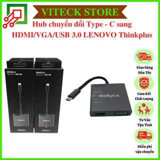 Hub chuyển đổi 3 in 1 Lenovo Thinkplus TYPE-C to HDMI, VGA, USB dùng cho Laptop Dell, HP, Macbook,..