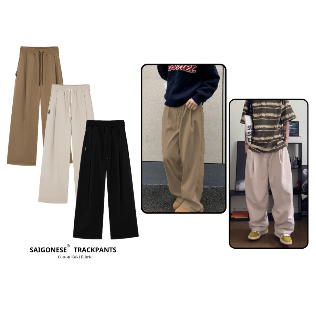 Quần Dài Ống Xuông SAIGONESE Chất Kaki Kiểu Xếp Ly Unisex Nam Nữ QD04SG