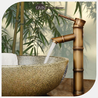  Vòi Lavabo nóng lạnh kiểu dáng thân trúc giả cổ 30cm vòi nước cho bồn rửa mặt chất liệu đồng cao cấp thiết kế cổ điển 