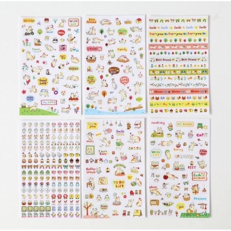Set 6 tấm sticker cute trang trí sổ planer, sticker dán điện thoại vật dụng hàn quốc