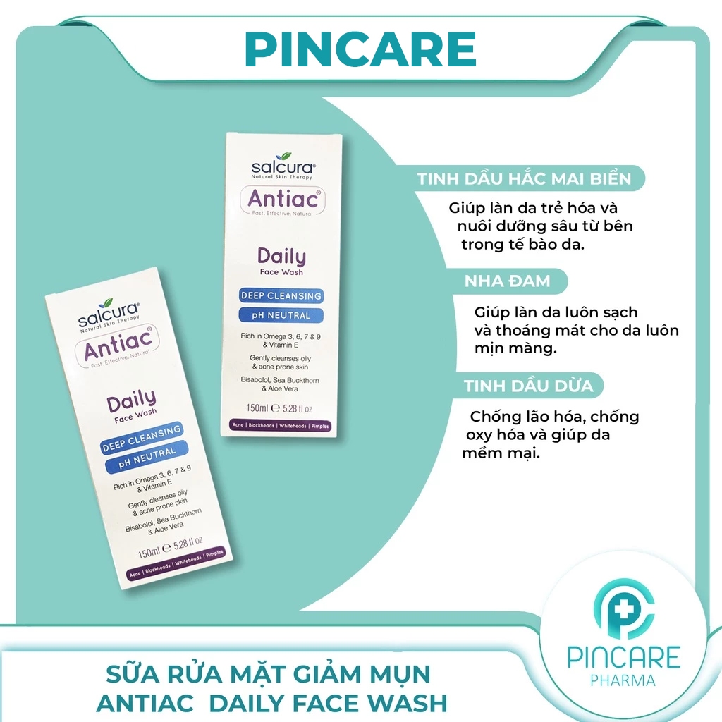 Sữa rửa mặt da dầu mụn, da nhạy cảm Antiac Daily FACE WASH 150ml - PinCare Health & Beauty