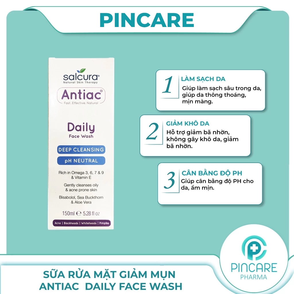 Sữa rửa mặt da dầu mụn, da nhạy cảm Antiac Daily FACE WASH 150ml - PinCare Health & Beauty