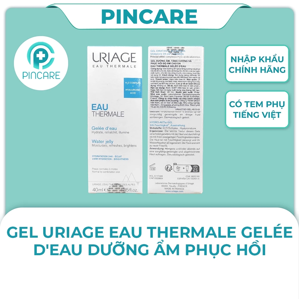Gel phục hồi dưỡng ẩm URIAGE EAU THERMALE GELÉE D'EAU tăng cường độ ẩm cho da 40ml - PINCARE Health & Beauty