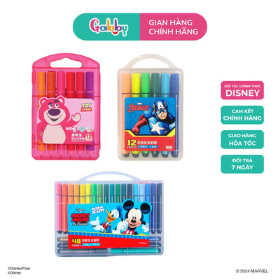 Hộp bút lông màu nhân vật Disney dễ thương cho bé tập vẽ (12 màu/24 màu/ 36 màu/ 48 màu)