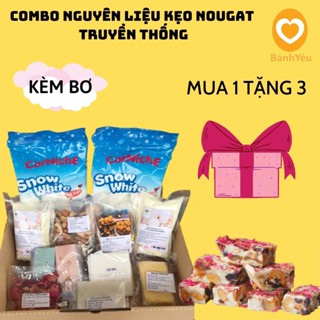 [Tặng túi kẹo, giấy gạo] Combo Nguyên Liệu Kẹo Nougat Truyền Thống Kèm Bơ/Set nguyên liệu làm kẹo nougat