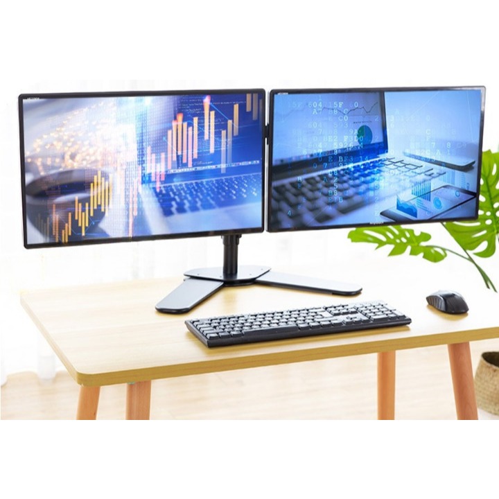 Giá đỡ 2 màn hình máy tính để bàn, xoay 360 độ cho màn hình 10-27 inch, arm màn hình tải 9kg