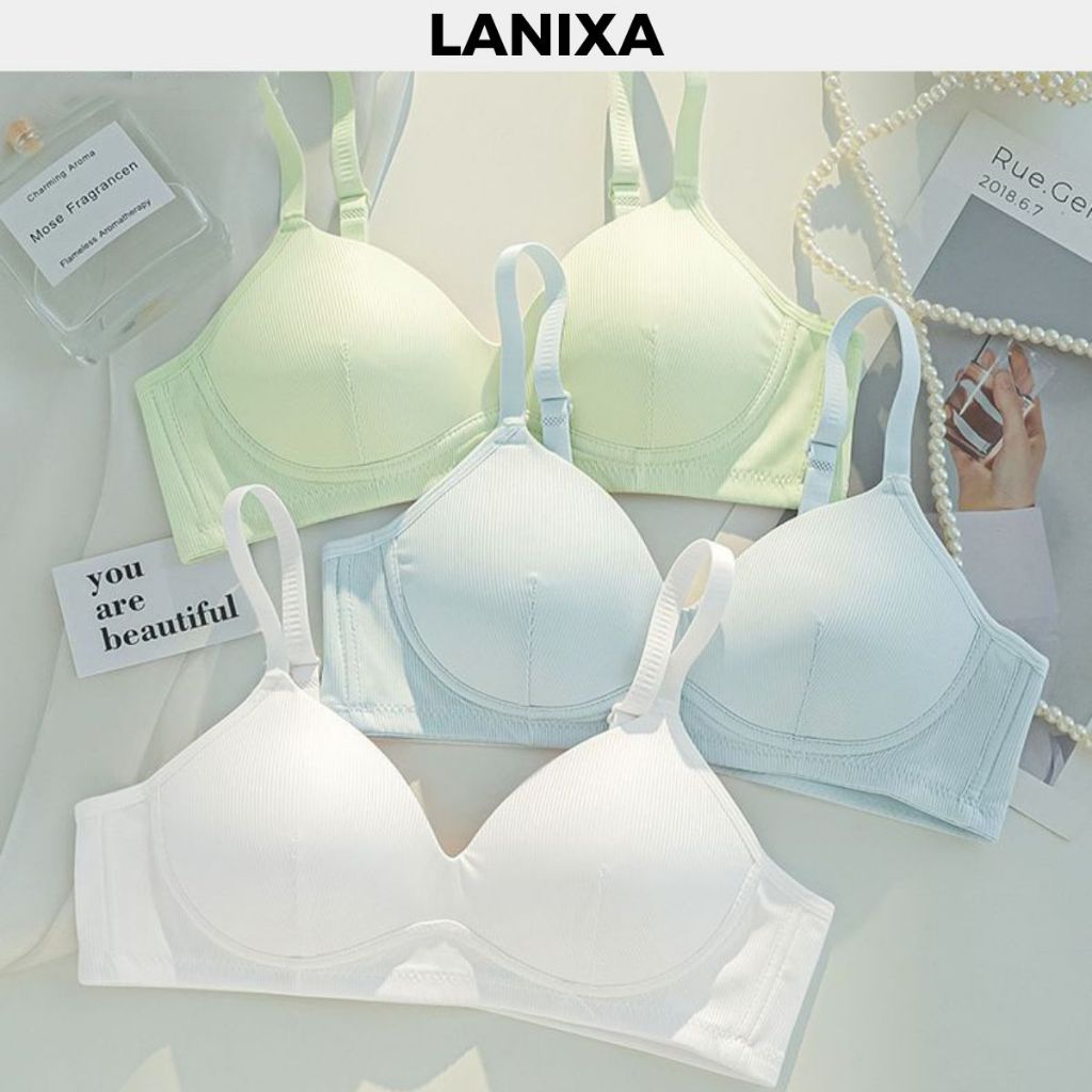 Áo ngực nữ không gọng mềm mại thoáng mát, áo lót nữ cotton đệm mút mỏng ôm ngực gợi cảm LANIXA A409