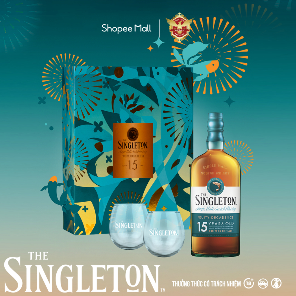 Hộp Quà Tết Rượu The Singleton 15 Years Old Single Malt Scotch Whisky Fruity Decadence Dufftown 40% 