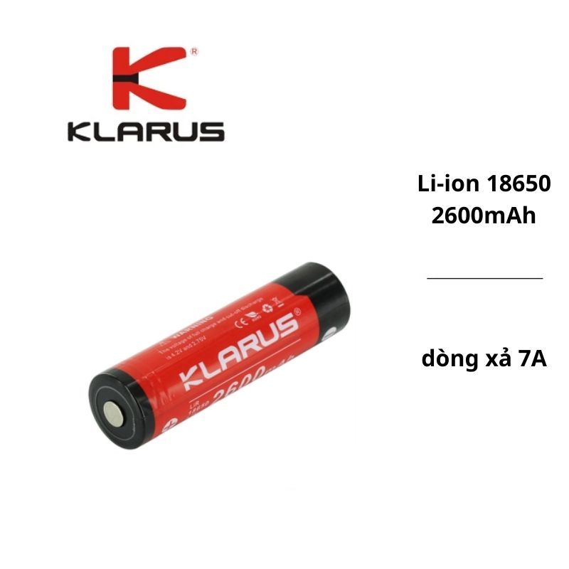 Pin sạc cao cấp Klarus 18650 dung lượng 2600mAh