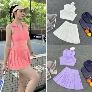 Đồ tập thể thao nữ, bộ tập pickleball cầu lông tennis nữ cùng màu chất đẹp