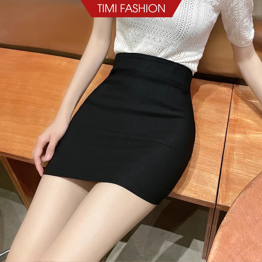 Chân váy bút chì công sở ngắn ôm body 40cm by TIMI Fashion, Chất liệu Umi co giãn 4 chiều, Có khóa kéo, Có túi, Có lót