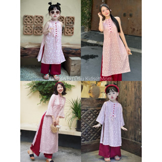 Áo dài Như Ý - Set áo dài lụa gấm cho mẹ và bé gái diện Tết và Trung Thu nhà Đậu Kids&Mom