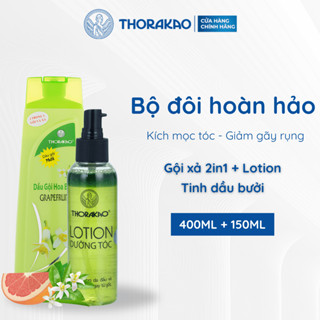 Combo Thorakao Kích Mọc Tóc Gội Xả 2IN1+Dưỡng Tóc Tinh Dầu Bưởi 400ML+150ML