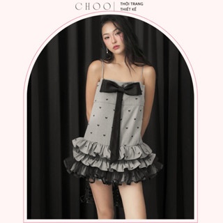 Jami Dress| Đầm ngắn 2 dây dáng xòe chữ a bèo tầng form suông thiết kế sang trọng (kèm quần)- CHOOVN