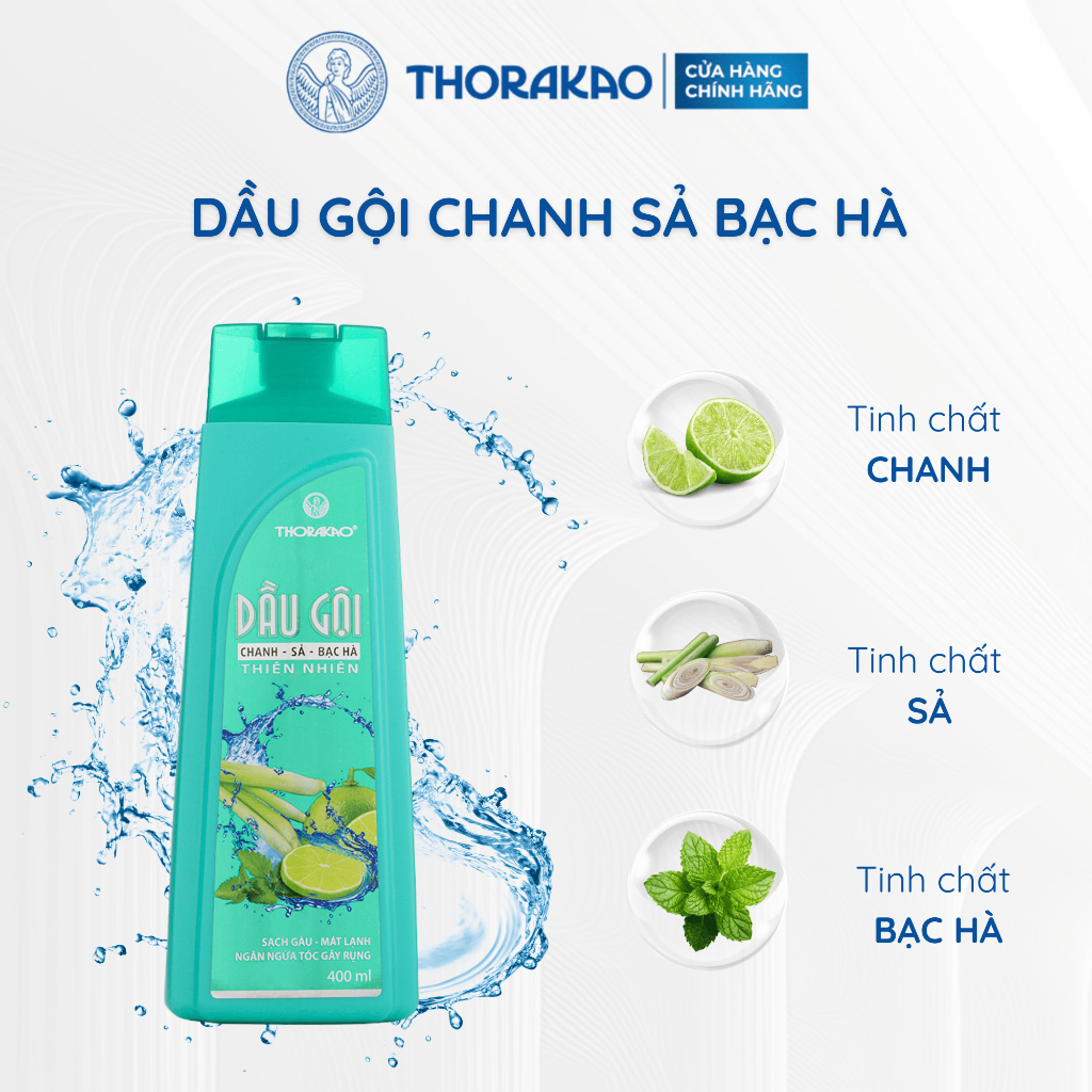 Gội Xả Thorakao 2IN1 Chanh Sả Bạc Hà Kiềm Dầu Giảm Gàu 400ML