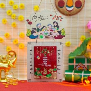 [TẾT NĂM MỚI] Lịch Treo Tường Làm Từ Gỗ Công Nghiệp Gồm Khung Gỗ Và Bloc Lịch Giấy