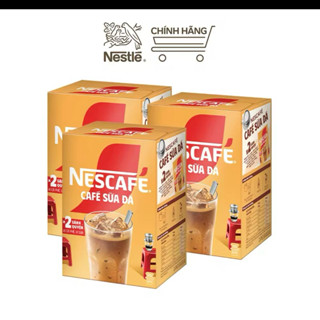 DATE 12/25 [ COMBO 3 CAFE SỮA ĐÁ] Combo 3 hộp Cà Phê Hòa Tan NESCAFÉ 3in1 Cà Phê Sữa Đá mới (10 gói x 24g)