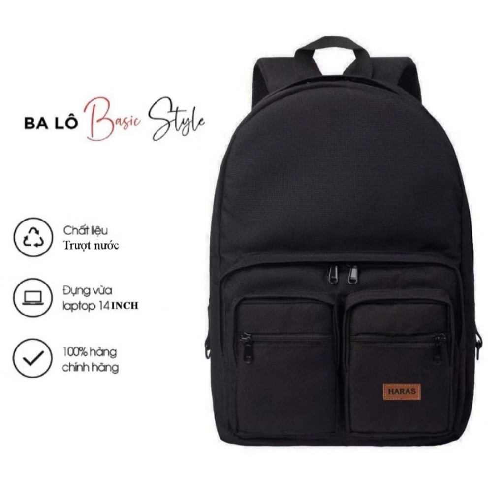 (Xả Kho) Balo Nam Nữ HARAS Double Backpack Vải Chống Thấm Nước Thời Trang Cao Cấp