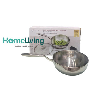 Chảo inox 316 liền khối 5-ply Premium Kaiyo - sâu lòng có vung kính nhiều size